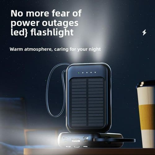 Mini Solar Power Bank 20000mAh with Built-in Cable